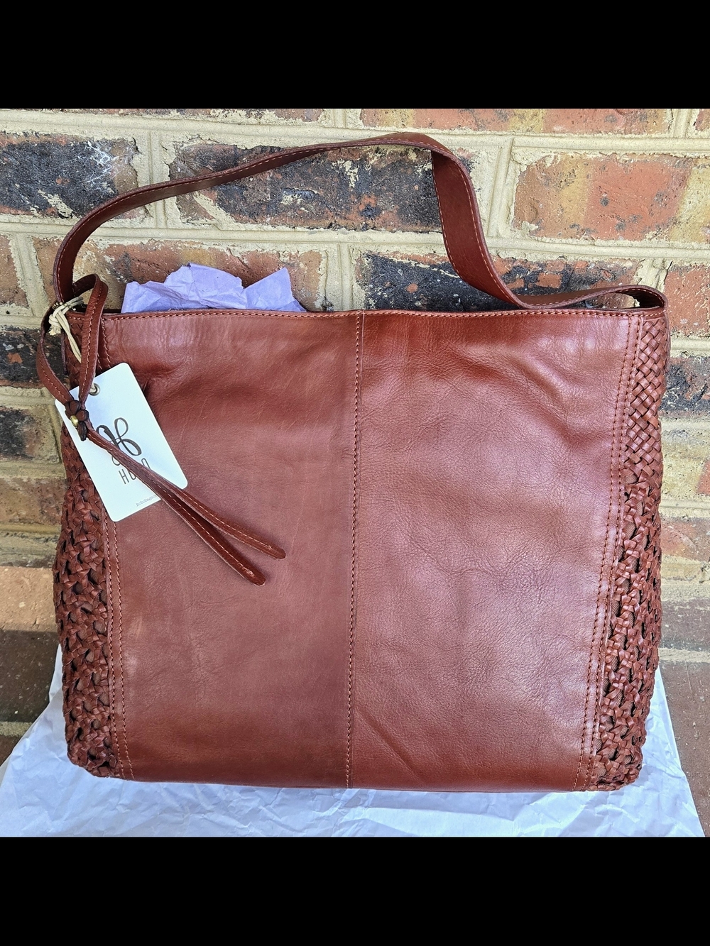 HOBO Woven-Panel Leather Shoulder Bag - Picture 3 of 7